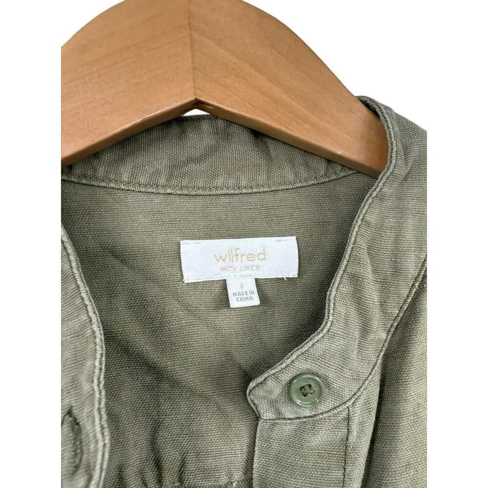 Wilfred With Linen Green‎ Lyocell Linen Blend Jumpsuit Utility Womens 6